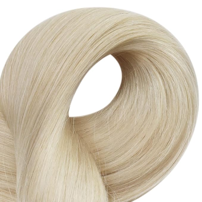 Full Shine Blonde Tape in Hair Extensions Human Hair 18 Inches Color Platinum Blonde 60 Double Sided Tape ins Human Hair Extensions Invisible Skin Weft 20Pieces 50Grams for Women Soft