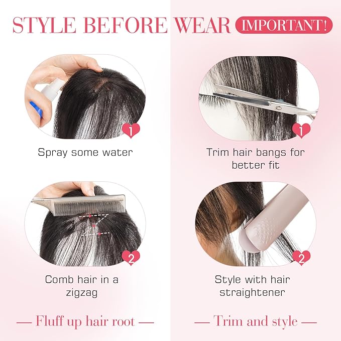 Hairro Clip In Bangs Wispy Hair Toppers For Women Remy Human Hair Short Thin Topper Hairpieces 3D Cover Clip On Fake Air Bang 11 Inches 14.5g #1B Natural Black
