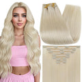 Full Shine Clip in Hair Extensions White Blonde 22 Inch Clip in Extensions for Women Remy Hair Extensions Clip ins Blonde Natural Human Hair 7 Pcs 120 G