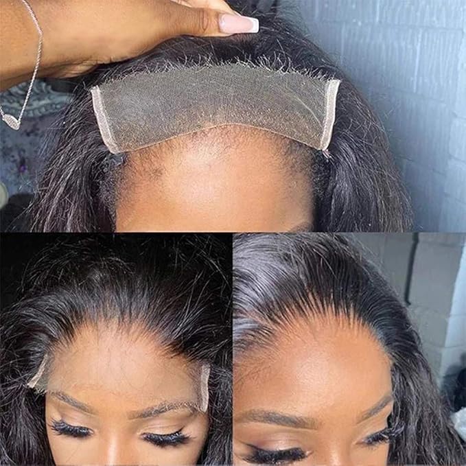 Lace Front Human Hair Wigs - Brazilian Virgin Water Wave Curly 4X4 Closure Wig for Black Women, 180% Density, Natural Color With Baby Hair (20 Inch)