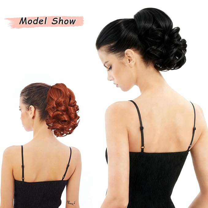 Ponytail Extension, Clip on Ponytails for Women, 9" Claw Clip in Short Curly Wavy Pony Hair Extension for Women - Medium Blonde with Blonde Highlights