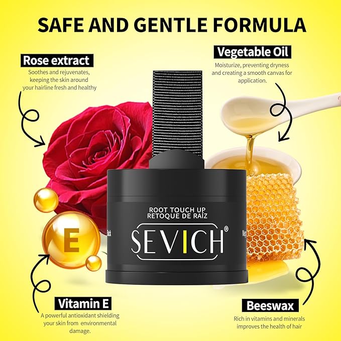 SEVICH Magnetic Hairline Powder with Brush | Refillable Root Touch Up for Sparse Hairlines & Gray Coverage | Waterproof, Sweat-Proof & Smudge-Proof | Natural & Invisible Hair Concealer (Dark Brown)