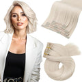 Moresoo Clip in Hair Extensions Remy Double Weft Human Hair Clip in Extensions Straight Hair Extensions for Women White Blonde #60A 5pcs 80g 10inch
