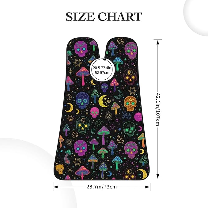 Non-Stick Beard Shaving Bib, Hair Catcher Apron with Suction Cups, Waterproof Grooming Tool for Men Husband, Trippy Moon Skulls Mushrooms Shave Bib