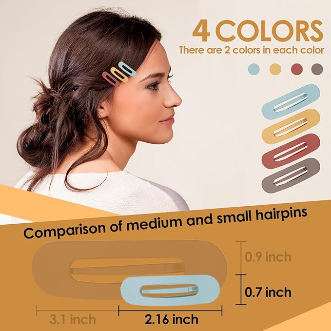 Small Flat Hair Clips for Women Lay Down Clips for Thin Hair Accessories 2.16 Inch 8pack