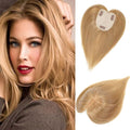 Human Hair Toppers for Women with Thinning Hair Real Human Topper Crown No Bangs 10 Inch #27 Dark Blonde