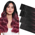 GOO GOO Invisi Edge Tape in Hair Extensions Human Hair, 1/99 Balayage Jet Black to Red 10pcs injected with 10pcs classical tape ins, 20inch 50g, Virgin Remy Hair, Natural Look