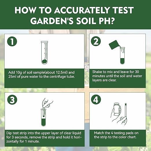 Soil Test Kit for pH 3.5–9 with Tube, 100 Soil pH Test Strips for Accurate Testing pH Level of Garden Lawn Flower Grass Vegetable Dirt Yard, Outdoor Indoor Plants