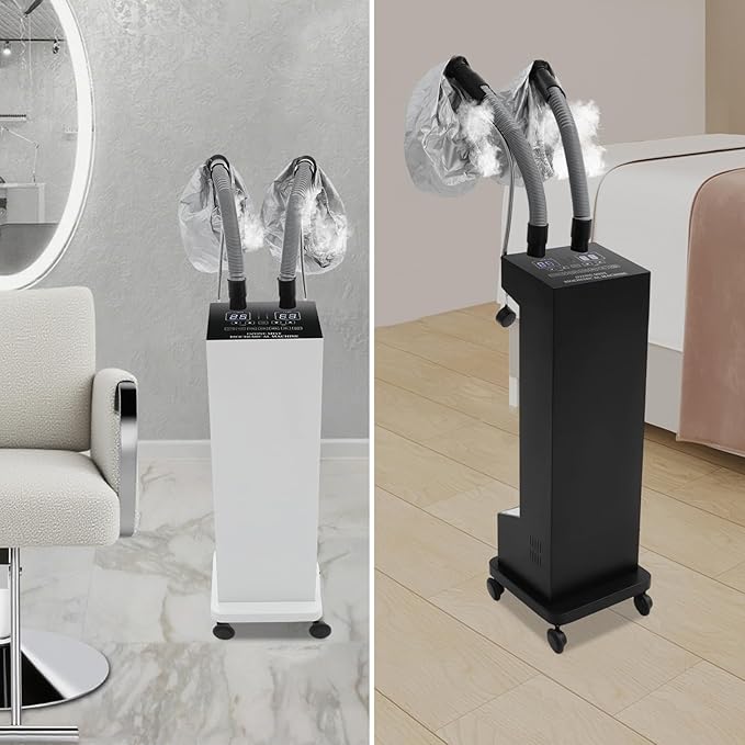 Professional Hair Steamer Machine with Adjustable Temperature,650W Hair Steamer,Dual Tube Steam Hair Care System,Salon Spa Equipment for Deep Hair Care Repair, Hair Styling (White)