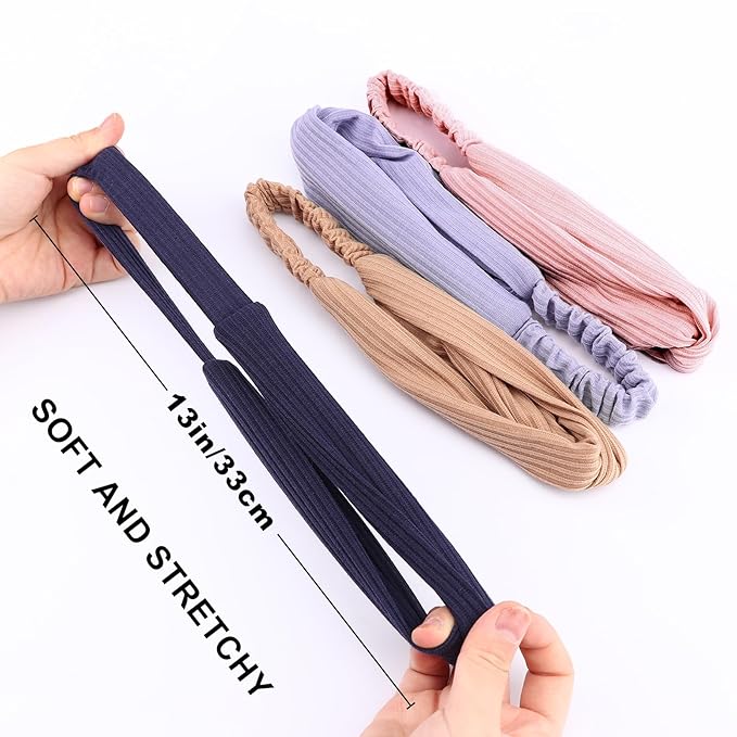 Elastic Knotted Headbands for Women Cloth Head Hair Bands for Women's Hair Non Slip Boho Wrap Twisted Hair Accessories
