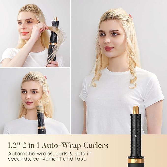 Air Styler 5 in 1, Hair Dryer Brush & Multi-Styler with 110,000 RPM High-Speed Powerful Motor, Auto-Wrap Curler, Cushion Massager, Oval Brush, Diffuser, Nozzle Attachment