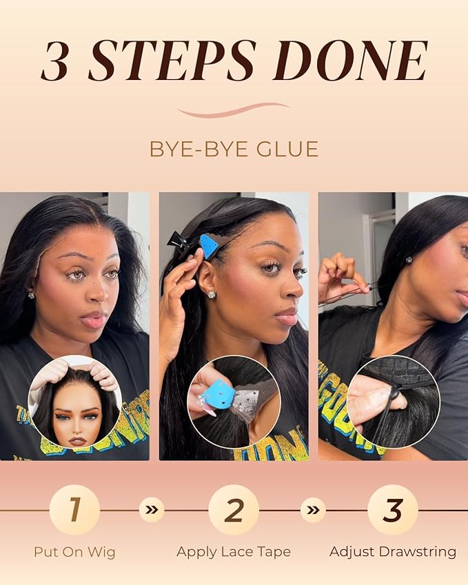 Arabella 13x6 Wear and Go Glueless Wigs Human Hair Pre Plucked Pre Cut Upgraded Ear to Ear Full HD Lace Front Wigs 100% Human Hair 210% Density Straight Glueless Wig Drawstring Wig Human Hair 18 Inch