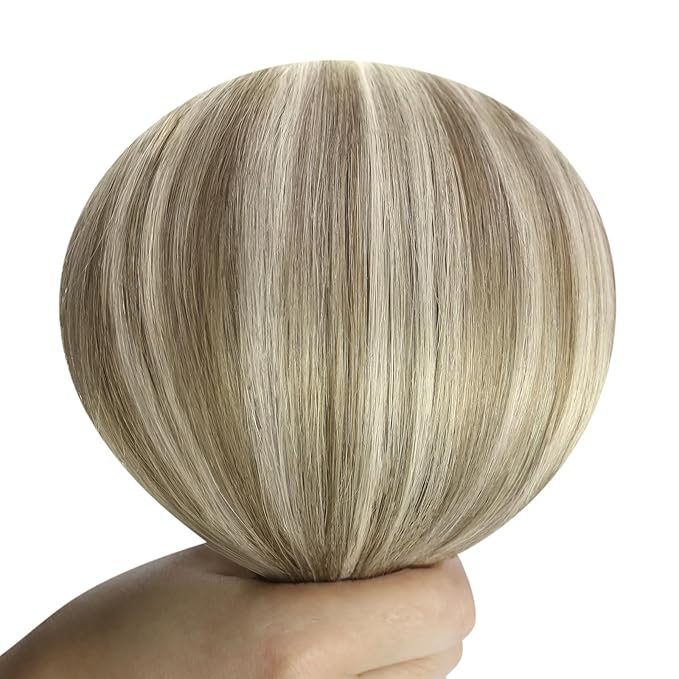 YoungSee Human Hair Sew in Extensions Highlights Double Weft Human Hair Extensions Light Brown Highlight with Blonde Weft Hair Extensions Human Hair for Woman 100G 24 inch