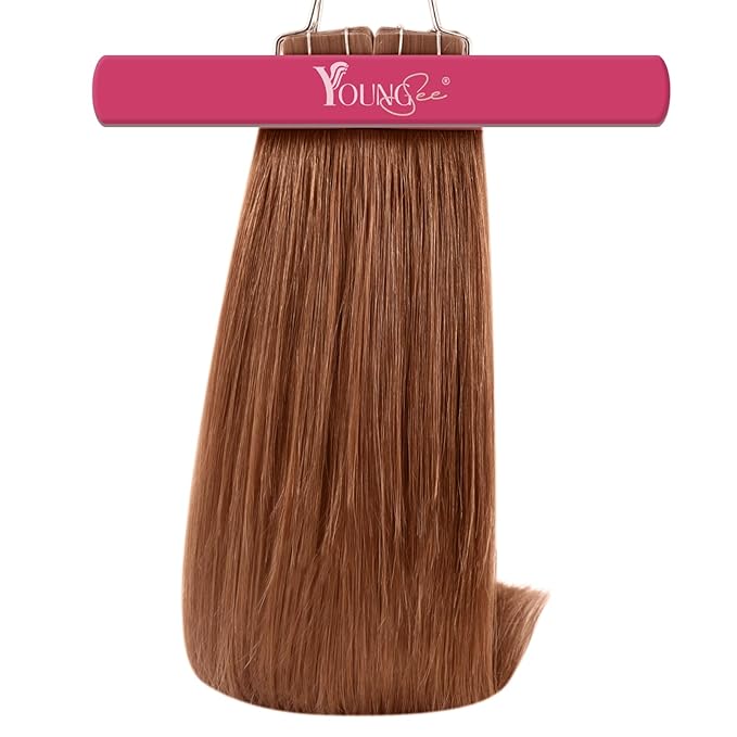 YoungSee Tape in Hair Extensions Copper Tape in Extensions Human Hair 14Inch Tape in Real Hair Extension Copper for Women 20Pcs 50G