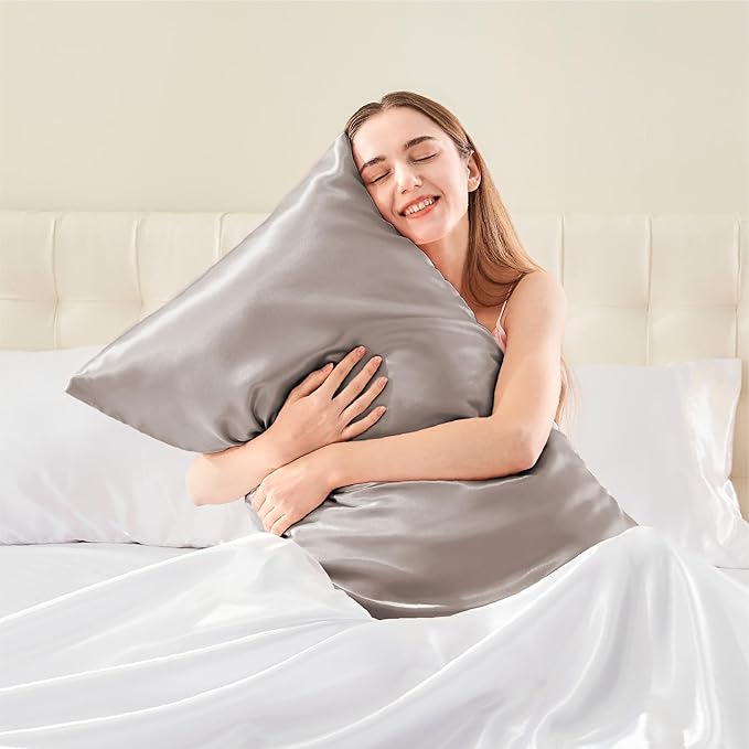 BEDELITE Satin Body Pillow Cover, Super Soft and Cooling Body Pillow Pillowcase for Hair and Skin, Breathable Silky Full Long Pillowcase Cover(20"x54", Rose Taupe)