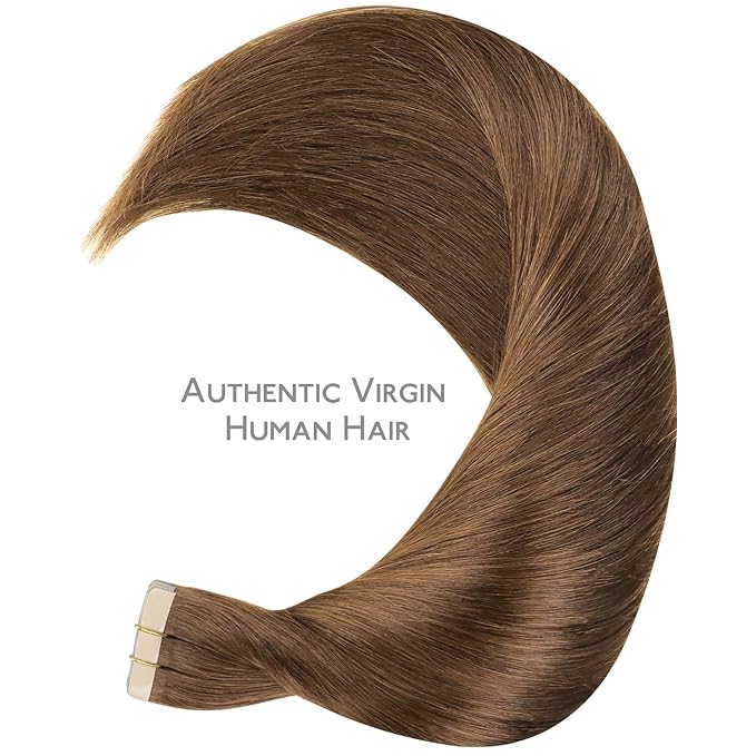 WENNALIFE Tape in Hair Extensions Human Hair, 20pcs 50g 20 inch Light Auburn Brown Remy Hair Extensions Straight Human Hair Tape in Extensions Skin Weft Tape Extensions Human Hair