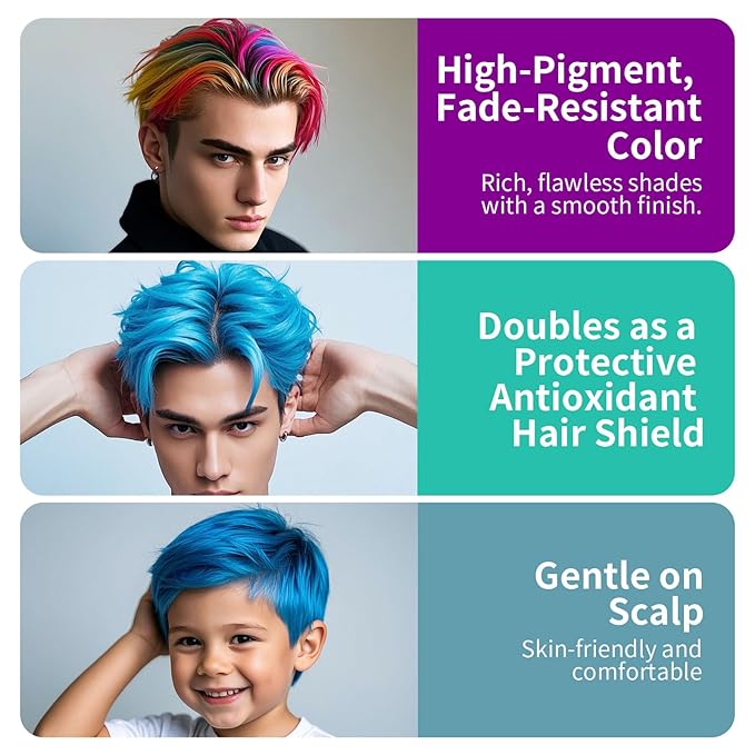 Temporary Hair Color Wax for Men - SUPIYA Washable Hair Wax Color, All-Day Hold Disposable Hair Wax for Christmas, Cosplay & Daily (Color # XC524)