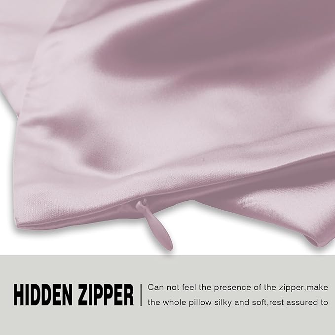 Silk Pillow Cases 2 Pack Soft Breathable and Sliky King Size Pillow Cases Set of 2,Natural Mulberry Satin Silk Pillowcase with Hidden Zipper for Hair and Skin (Lavender,20"X 36",2pcs)