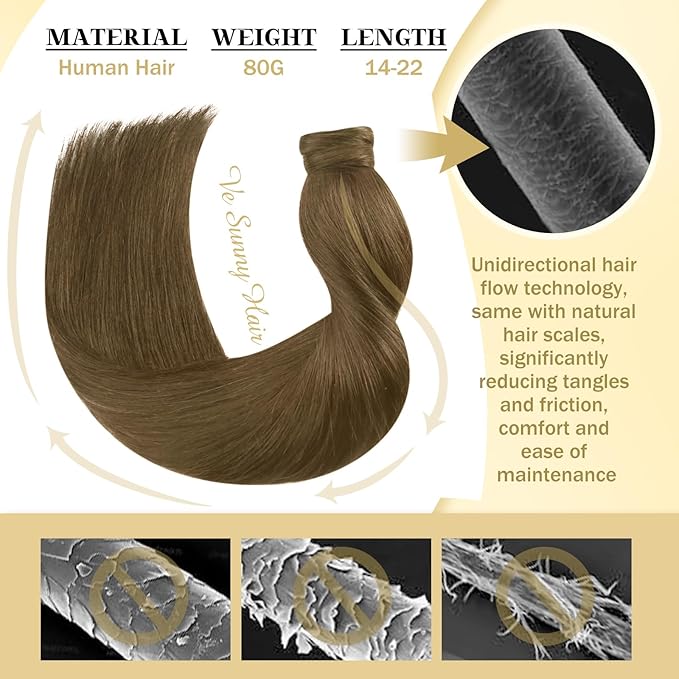 Ve Sunny Hair Extensions Ponytail Real Human Hair Wrap Around Clip in Ponytail Hair Extensions Straight Extensions Human Hair for Women Light Ash Brown 18inch 80G