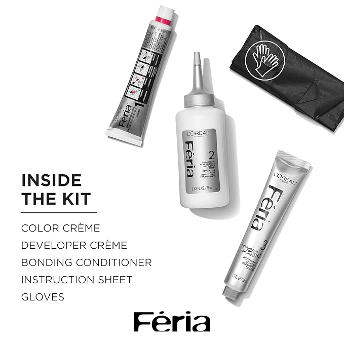 L’Oreal Paris Feria Multi-Faceted Shimmering Permanent Hair Color, Smokey Silver, Pack of 2 Hair Dye Kit