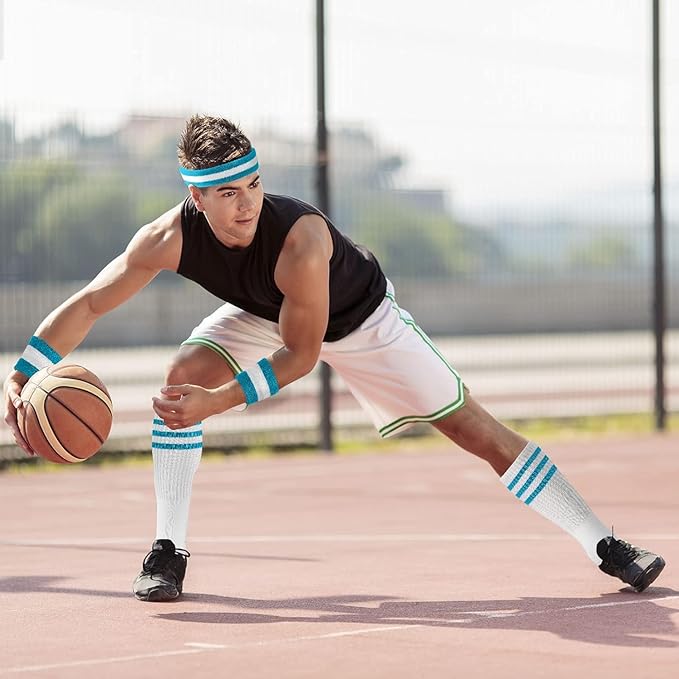 ONUPGO Sweatband Headbands for Men & Women -12PCS Sports Headbands Moisture Wicking Athletic Cotton Terry Cloth Headband for Tennis,Basketball,Football,Gym,Working Out