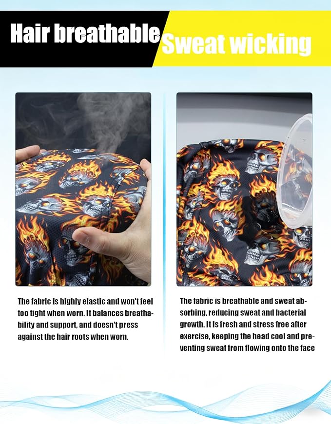 Doo Rags Beanie Hats Skull Caps Dew Rag Bandana Helmet Liner Motorcycle Cycling Cap Do Rag Headwrap for Men and Women