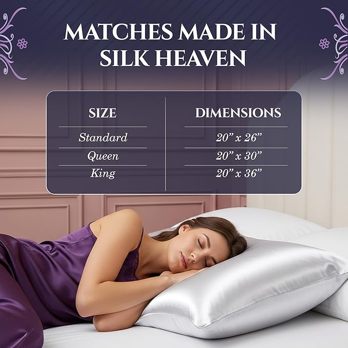 DECOLURE 100% Pure Mulberry Silk Pillow Case Queen Size – Highest Grade 30 Momme 6A+, Luxuriously Soft & Cooling Silk Pillowcase for Hair & Skin, Hypoallergenic, Breathable, Hidden Zipper (White)