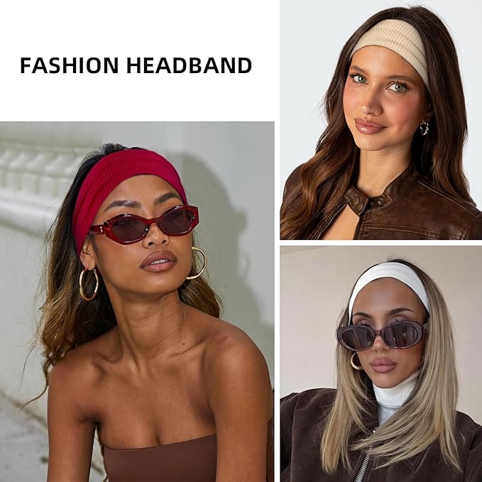 Headbands for Women Non Slip Thick Headbands Fashion Wide Headband Elastic Hairbands for Women's Hair Soft Head Band Hair Accessories 6PCS