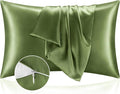 BEDELITE Satin Pillowcase with Zipper, Cedar Green Pillow Cases Queen Size Set of 2, Super Soft and Cooling Similar to Silk Pillow Cases, Gift for Women Men(20x30 Inches)
