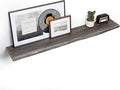 Floating Shelves for Wall, 55"x9.3" Rustic Solid Live-Edge Elm Wood Wall Shelves, Heavy-Duty Floating Shelves with Invisible Brackets, Set of 2 for Living Room, Bedroom, and Kitchen, Grey Finish
