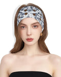 Grommet Headband for Women, White Paisley 23cm Hollow Out Elastic Hair Band, Eyelets Punk Grunge Stylish Hairband