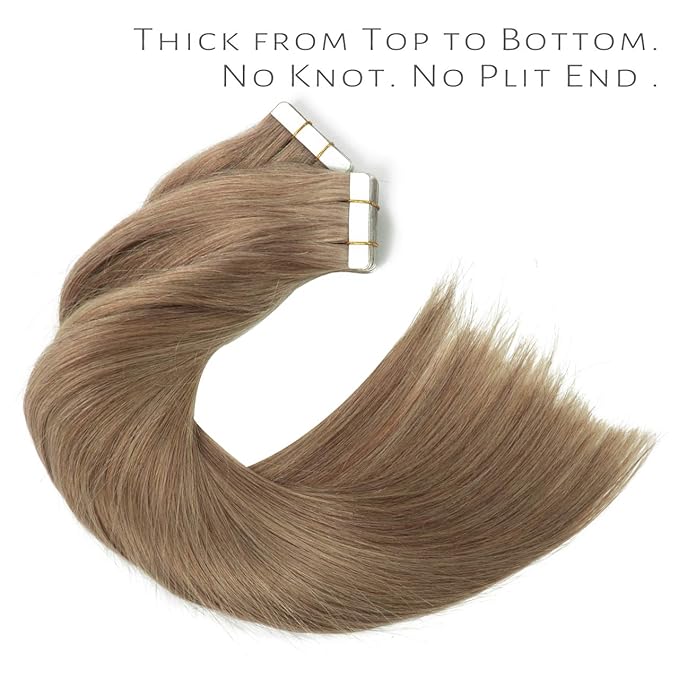Lacer 16 inch Seamless Remy Tape in Human Hair Extensions Natural Balayage Seamless PU Skin Weft 100% Real Virgin Human Hair Color #6 Medium Brown Double Side 50g 20pcs/set