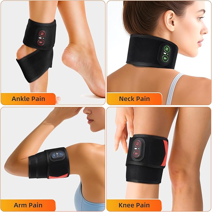 Cordless Wrist Hand Heating Pad Massage for Pain Relief, Rechargeable Heated Wrist Brace for Carpal Tunnel, Red Light Therapy Heated Wrist Massager Wrap for Arthritis, Black