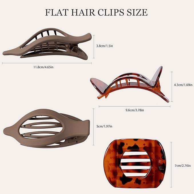 8 PCS Flat Hair Clips for Women French Matte Flat Claw Clips for Thick & Thin Hair No-Slip Hair Barrettes, Strong Hold Styling Accessories