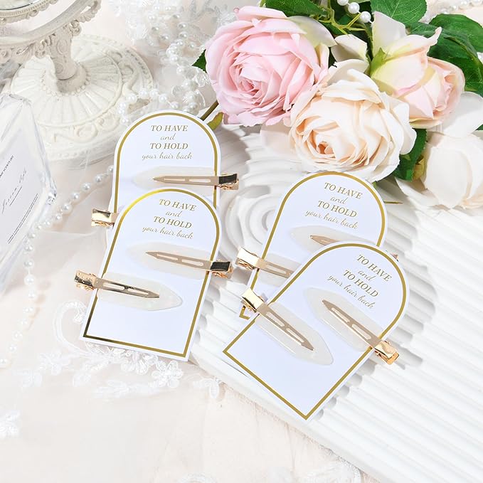 20PCS Bridesmaid Hair Clips No Bend Hair Clips Bridesmaid Hair Accessories Gifts Makeup White Creaseless Clips for Bride Women Girl(20Pcs/10Cards)