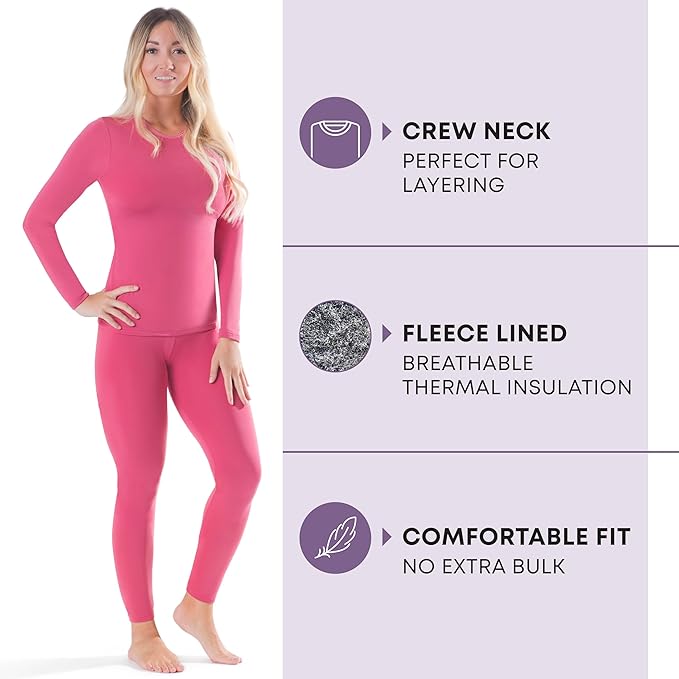 Rocky Thermal Underwear Women Long Johns Womens Thermals Top Bottom Set Fleece Lined Under Wear Clothes Base Layer Thermals