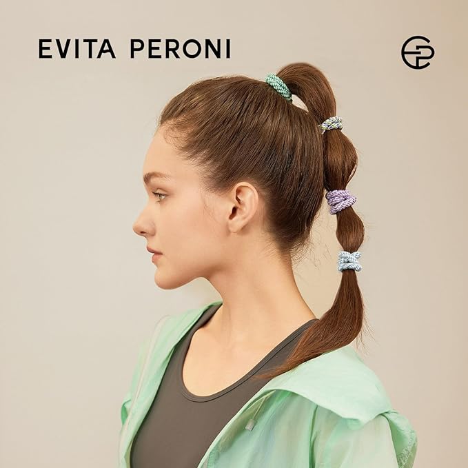 EVITA PERONI 12 Pcs Hair Ties, High Elastic Ponytail Holders, Hair Ties No Damage for Thick Curly Hair Women Men (Coastal Breeze)