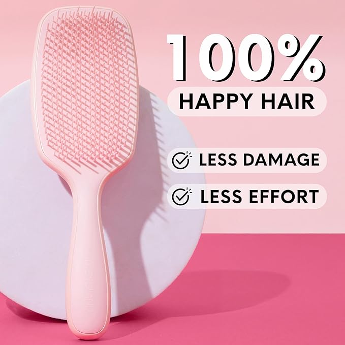 Lily England Detangling & Styling Brush - Pain-Free Brush for Curly Wet & Dry Hair With Flexible Bristles - Easy to Hold Rose Gold Brush for Women's 3c to 4c Curls