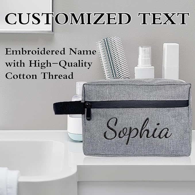 Personalized Toiletry Bag for Men, Embroidered Name Mens Toiletry Travel Bag, Waterproof Canvas Shaving Bag with Large Capacity, Custom Men Hanging Toiletries Bag for Traveling (Blue)