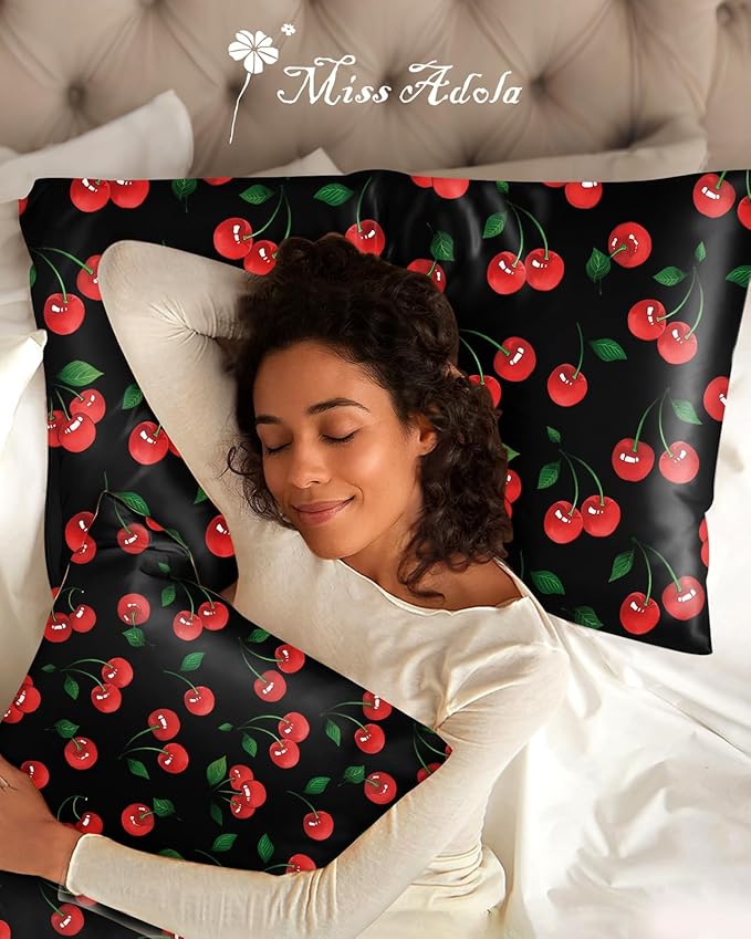 2 Pack Mulberry Silk Pillowcase for Hair and Skin - Standard Size 20 x 26 Inches with Hidden Zipper Shiny Cherry 19 Momme Soft Sleeping Silk Pillow Case for Women, Moms