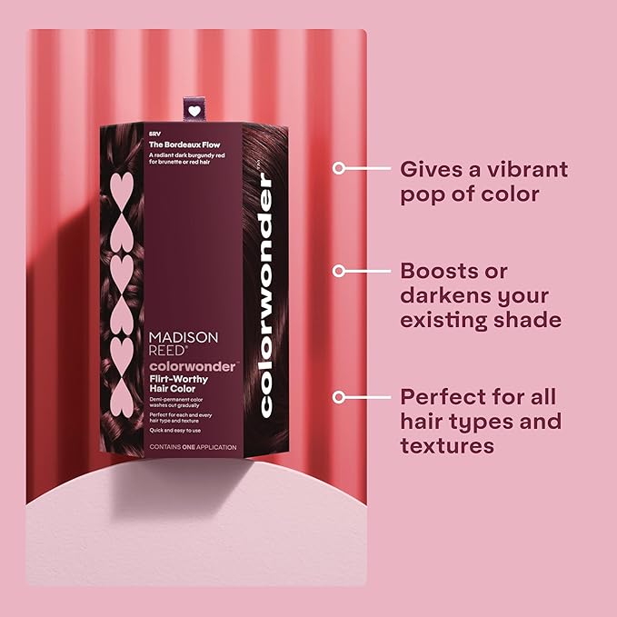 Madison Reed colorwonder Demi-Permanent Hair Color, Effortless At-Home Hair Dye, Ammonia-Free, Cruelty-Free, The Bordeaux Flow (5RV Dark Burgundy Red), Pack of 2