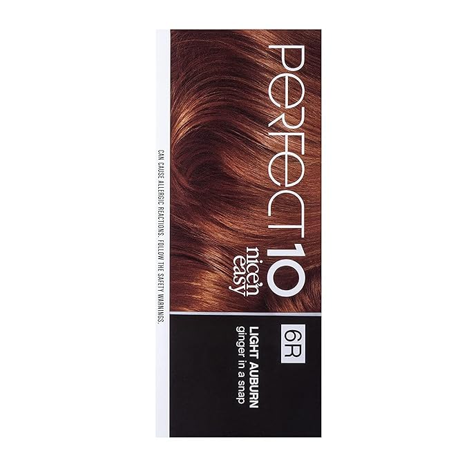 Clairol Nice'n Easy Perfect 10 Permanent Hair Dye, 6R Light Auburn Hair Color, Pack of 1