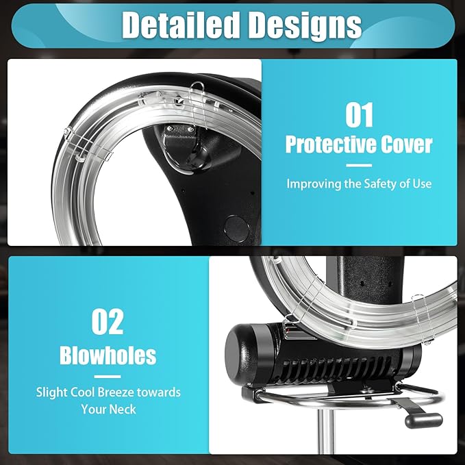 3 in 1 Orbiting Infrared Hair Dryer, 1000W 360° Rotatable Standing Hair Dryer with Control Panel, Adjustable Height Temperature and Timing 6 Modes Standing Hair Steamer for Salons, Homes