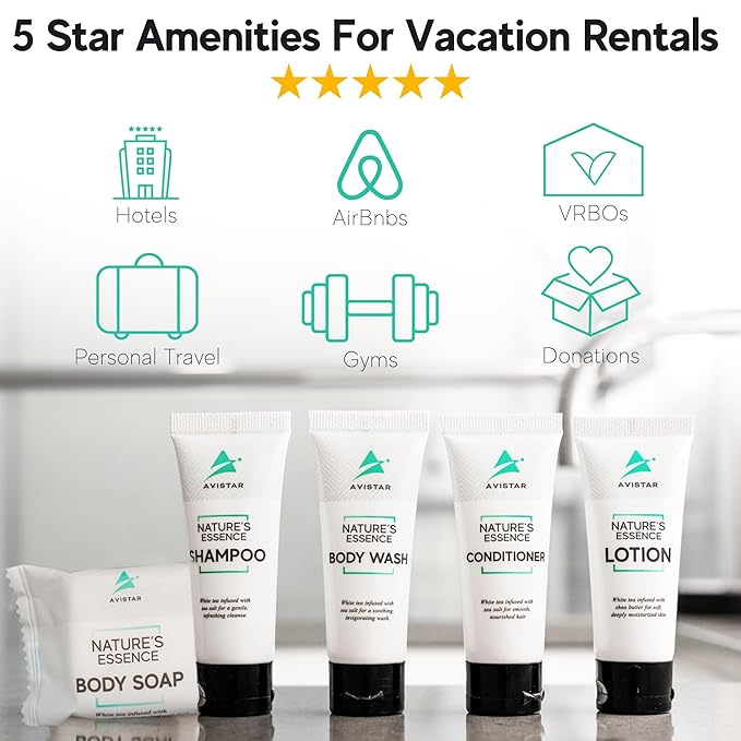 270 Piece Hotel Soap & Bulk Toiletries - Travel Essentials for Hosts & Guests - Hotel Shampoo & Conditioner Supplies for Guests, Hotel Toiletries Bulk Set, Mini Bulk Travel Size Toiletries