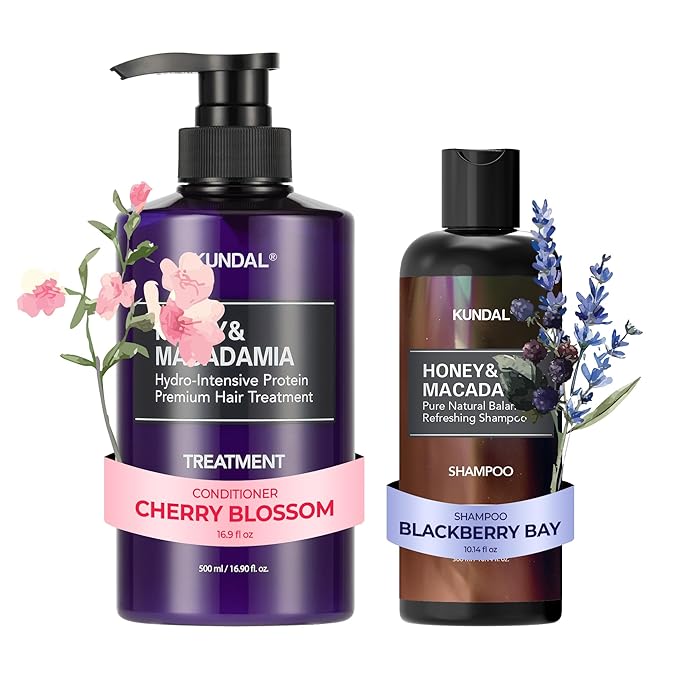 KUNDAL Cherry Blossom Conditioner + Blackberry Bay Shampoo Set | Damage Repair, Deep Hydration & Long-Lasting Fragrance Duo