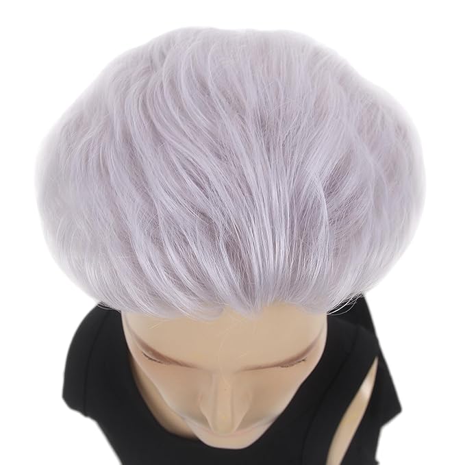 H&Bwig Men Short Toppers Hairpiece Clip in Hair Extensions for Covering White Loss Hair Toupee (silver)