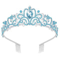 Didder Silver Tiara Crowns for Women - Girls' Elegant Combs and Blue Crystal Princess Crowns for Birthdays, Bridal, Prom and Parties