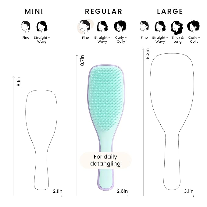 Tangle Teezer Fine & Fragile Ultimate Detangler Brush, Dry & Wet Hair Brush to Detangle & Reduce Breakage, Lilac/Mint