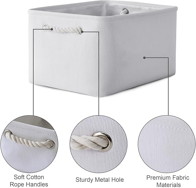 TheWarmHome Fabric Storage Bin, Large 1 Pack 15.7L*11.8W*8.3H Storage Basket for Home Storage and Organization, Shelf Basket with Cover for Living Room Bedroom Closet（White