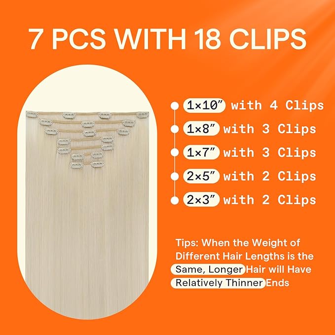 Full Shine Hair Extensions Clip in Human Hair Ice Blonde 12 Inch Clip in Hair Extensions Real Human Hair Short Invisible Blonde Extensions Full Head 7 Pcs 95 G